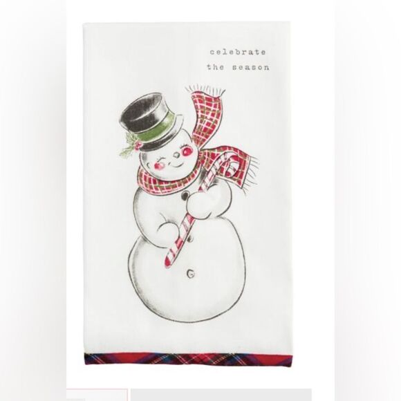NWT Mudpie Celebrate The Season Snowman Printed Kitchen Towel - Picture 6 of 6
